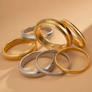 Peri'Sbox Elastic Steel Grosso Edelstahl Punk Punk Weibliches Armband 18K Gold geschlagen 6 Hauptverkäufe elastische Armbänder - №4