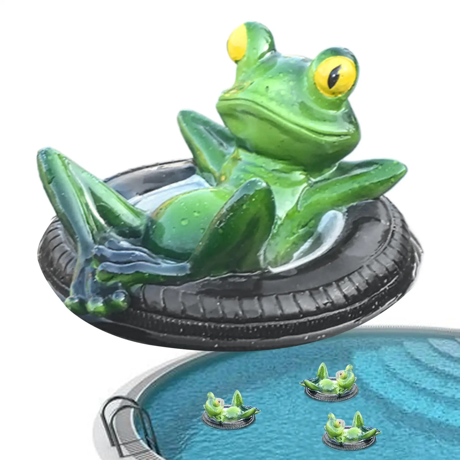 

Outdoor Frog Statues For Garden Floating Frog Decor Lying On Tire Animal Sculpture Lawn Ornament For Home Outdoor Backyard