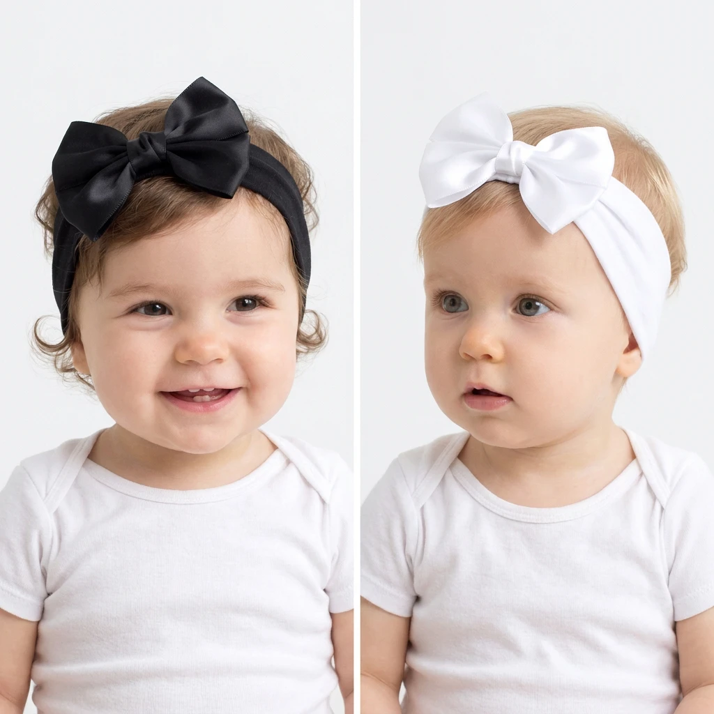 Large Satin Big Bow Baby Girl Headbands Hair Accessories Soft Elastic Wide Turban Headwrap for Newborn Infant Toddler 1PC Gift I