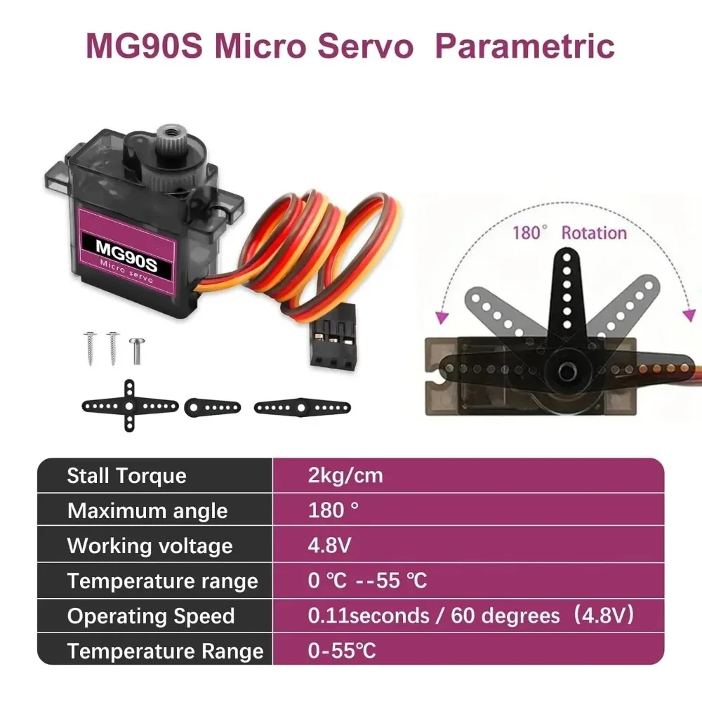 MG90S Servo 1/2/4/10 Pcs All Metal Gear 9g SG90 Upgraded Version for Helicopter Plane Boat Car Trex 450 RC Robot 180 360 Degree view 3