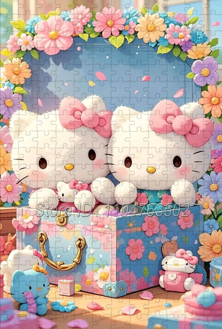 108/200/300/500/1000 조각 헬로 키티 직소 퍼즐 Sanrio 만화 캐릭터 퍼즐 성인 캐주얼 게임 어린이 수제 장난감