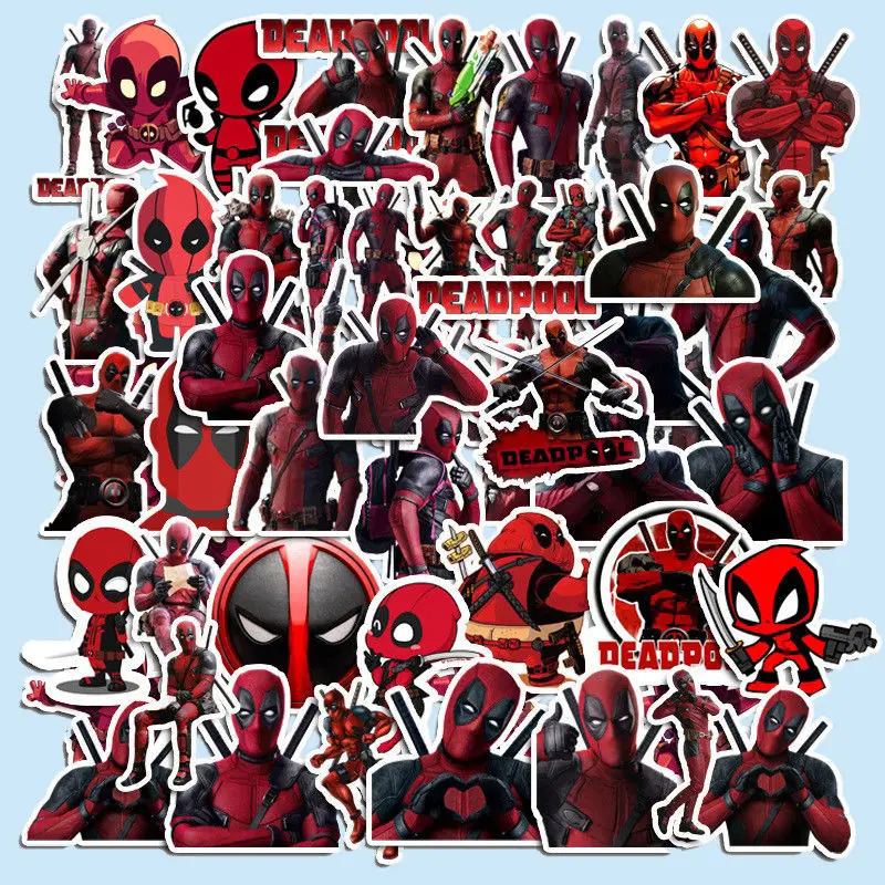 สติกเกอร์เคสโทรศัพท์มือถือลายการ์ตูนอนิเมะ Deadpool 50ชิ้นสติกเกอร์ตกแต่งโน้ตบุ๊คกีตาร์ขายส่ง