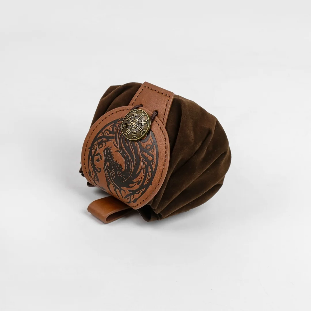 Halloween Medieval Dragon Pattern Waist Bag Vintage Leather Pouch LARP Cosplay Belt Purse Party Dress-up Costume Accessory - view 6