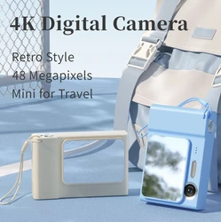 New 4K Digital Camera 48Megapixels HD Travel Cameras 1080P Cam for students Campus Selfie Entry-Level Photography Mini Retro CCD