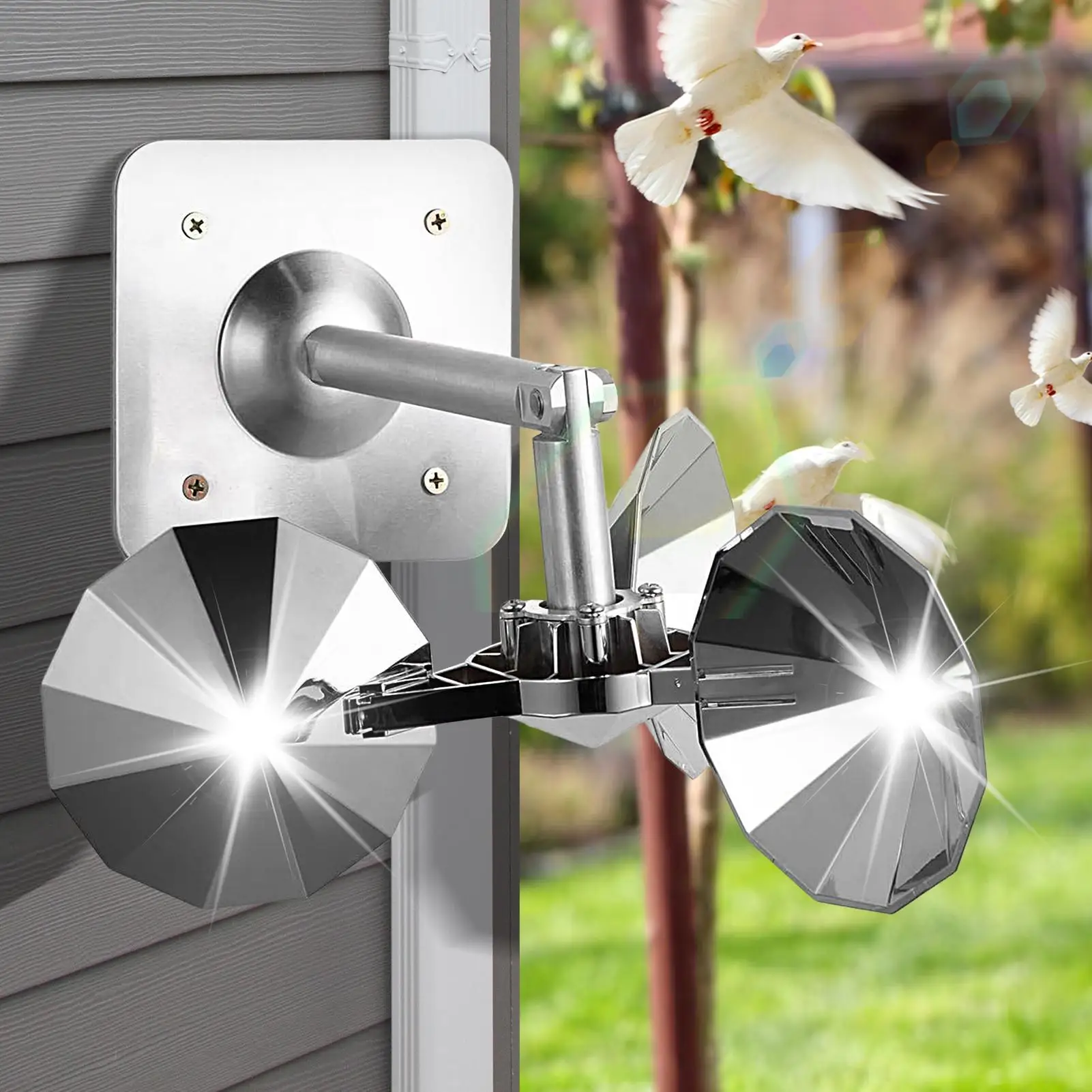 

Bird repellent reflective rotating device Bird Scare Deterrent Driving Spinner for Garden Lawn Yard can scare away pigeons