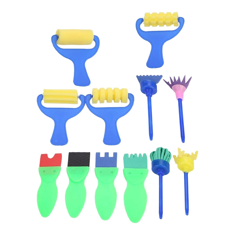 1 Juego de Herramientas de Pintura con Esponja, Kit de Dibujo Creativo para Niños, Suministros de Bellas Artes, Rodillo de Esponja