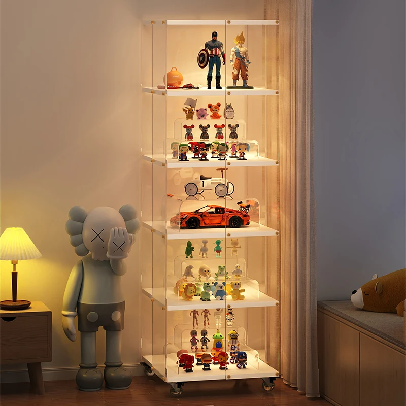 Bookshelf Shelf Floor-to-ceiling household acrylic figure animation Lego model display cabinet Rotating movable living room