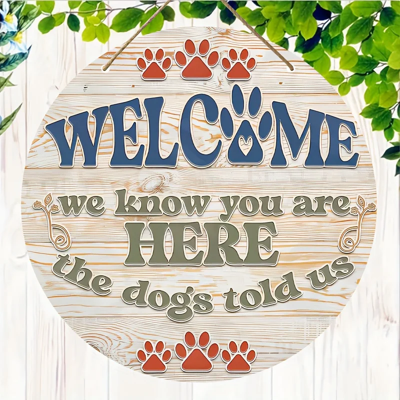 2D Flat, Country Style Wooden Welcome Sign- 7.8inch Round, Suitable for Home and Party Decoration, Doorway and Wall Hanging, No