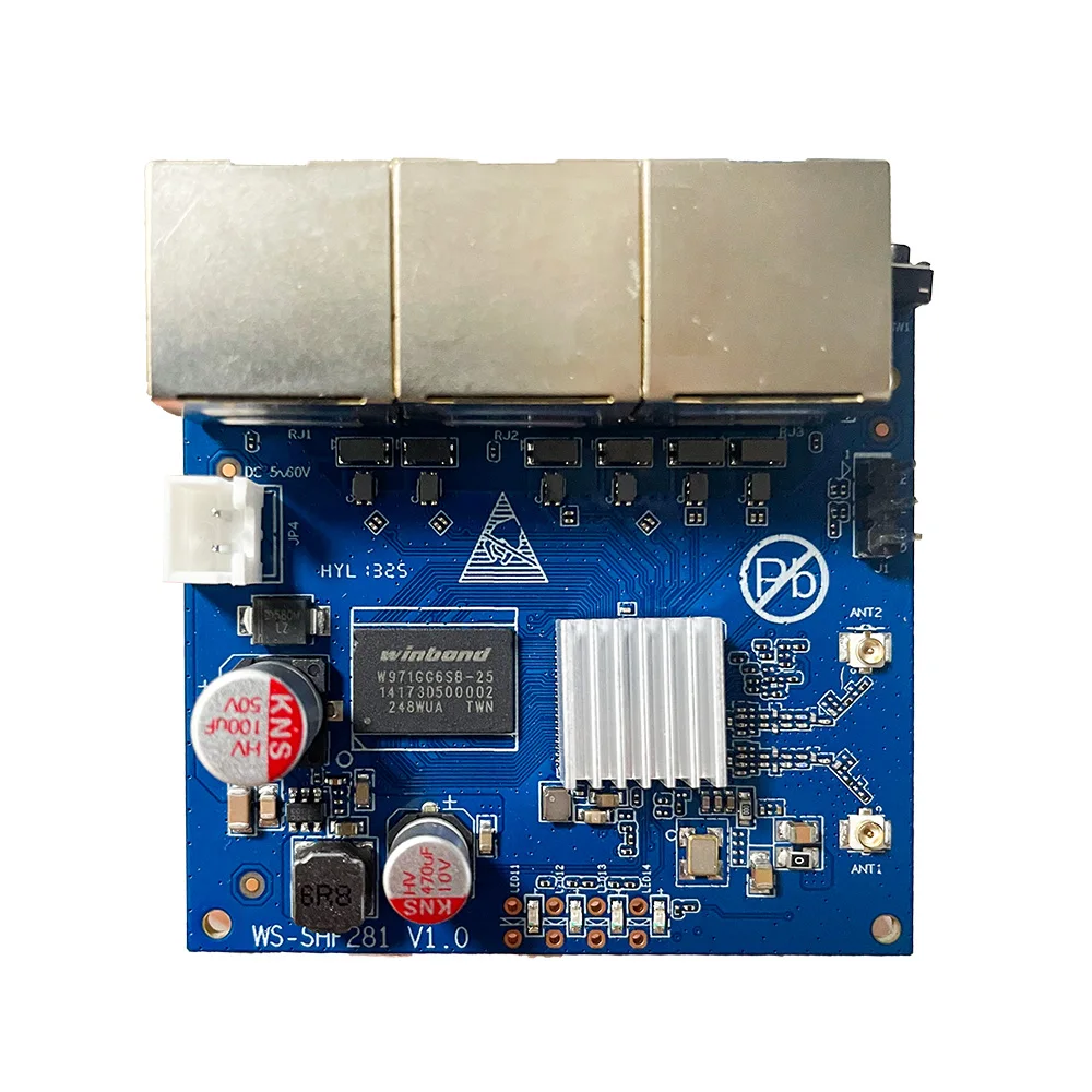 

HUASIFEI SHF281 WIFI Материнская плата маршрутизатора 2-контактный интерфейс питания 2,54 мм Плата разработки маршрутизации Wi-Fi