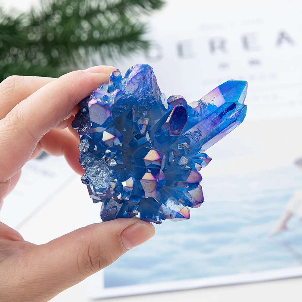 

Blue Purple Cluster Crystal Gems Natural Crystal Stones for Fish Tank Aquarium Gardening DIY Gifts Safe Durable