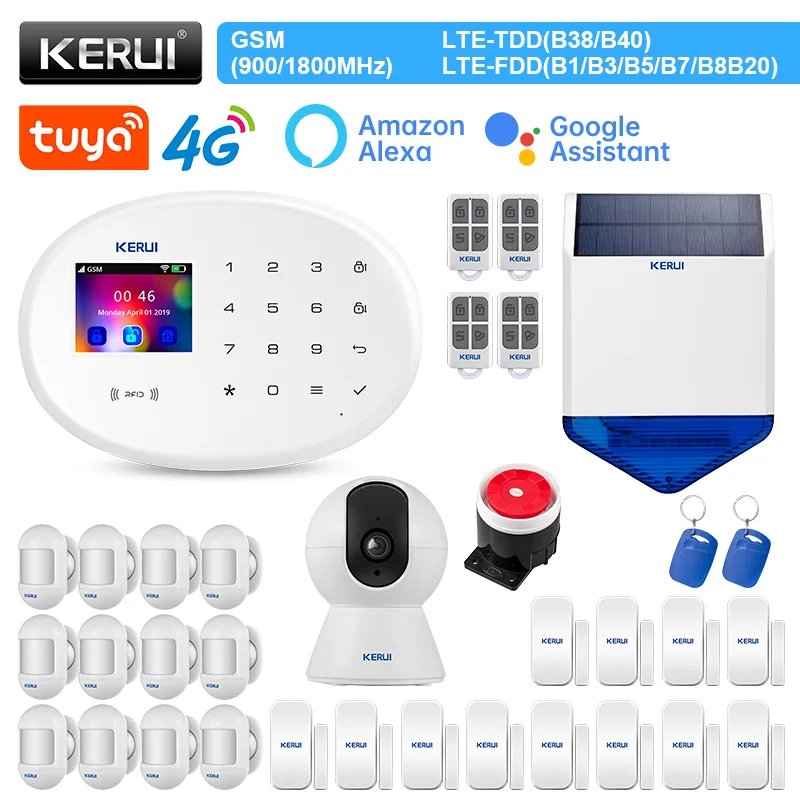 

KERUI W204 4G WIFI GSM Alarm Tuya Smart Home Kit Alarm System IP Camera Security System Motion Sensor Detector Door Sensor