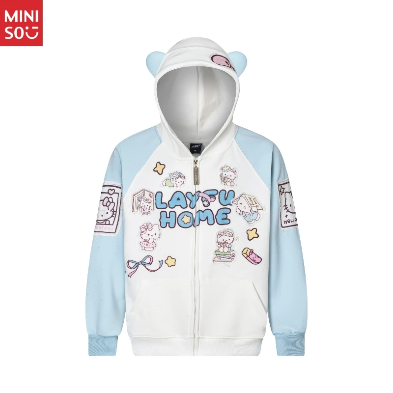 

American Hello Kitty Remake Patchwork Cute Cardigan Unisex Autumn Loose Versatile Couple