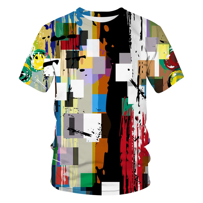 Summer Fashion Abstract Personality Men T-shirts 3D Casual Taste Trend Printing Tees Hip Hop Street Style Round Neck Loose Tops