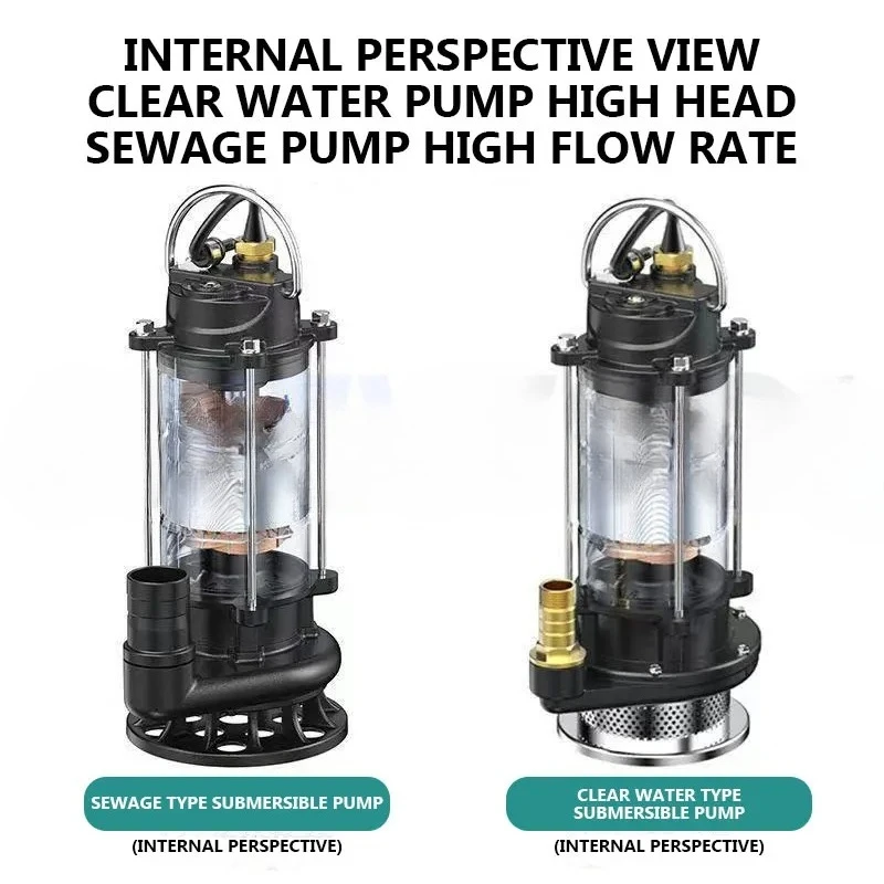 Small Household Submersible Pump Septic Tank 220V Feces Pumping Mud Sewage Pump Cutting Sewage Pump