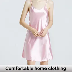 New Home Wear Sexy Satin Loungewear Female Nightdress Intimate Lingerie Sleepwear Short Satin Nightgown