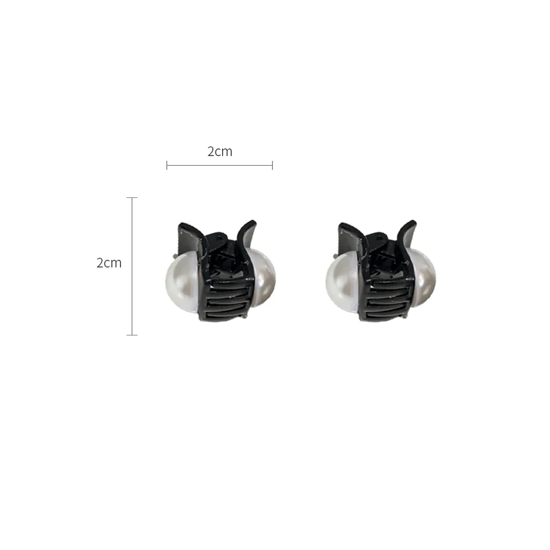 2 Pcs Mini Round Imitation Pearl Hair Claw Clips for Women Cute Fringe Acylic Hairpins Hair Accessories Sets Wholesale M1 image 6