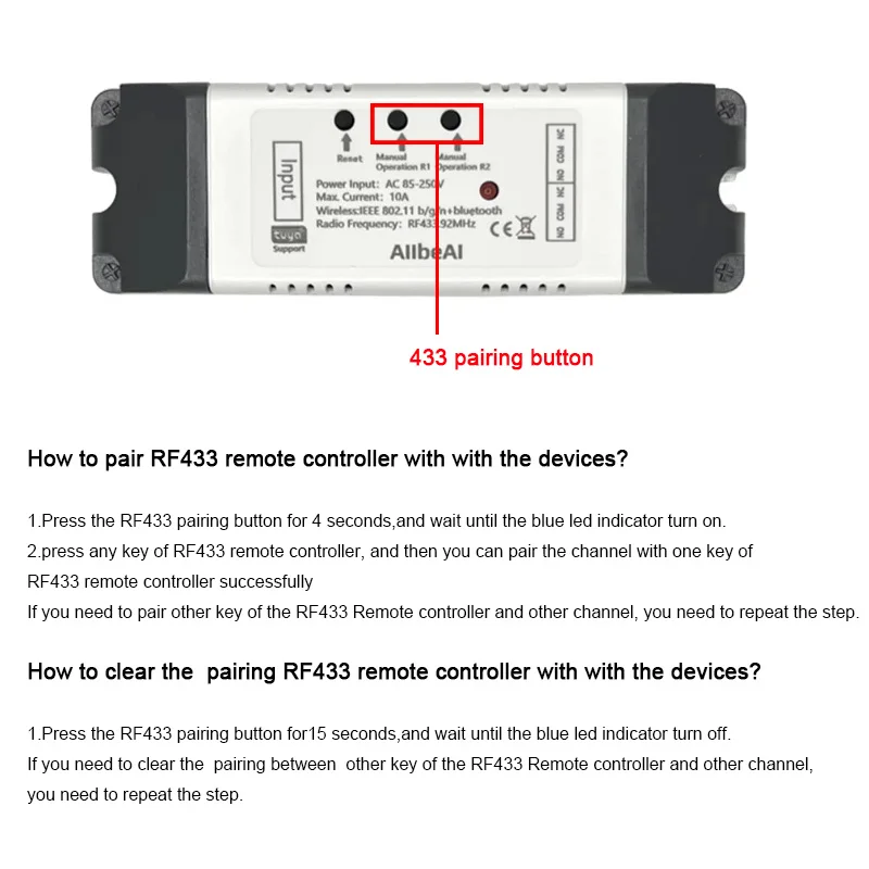 Tuya Smart WIFI 1CH 2CH Gate Electric Door Access Motor Lock Switch,DC 12V 24V 32V,1 2 Channel Pulse Relay Module,RF433 Remote