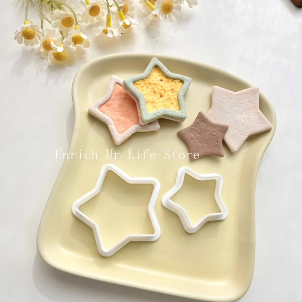 Cartoon Star Shape Cookie Cutter Plastic Fondant Cute Cake Five-pointed Star 3D Decorating Tool Christmas Baking Mold