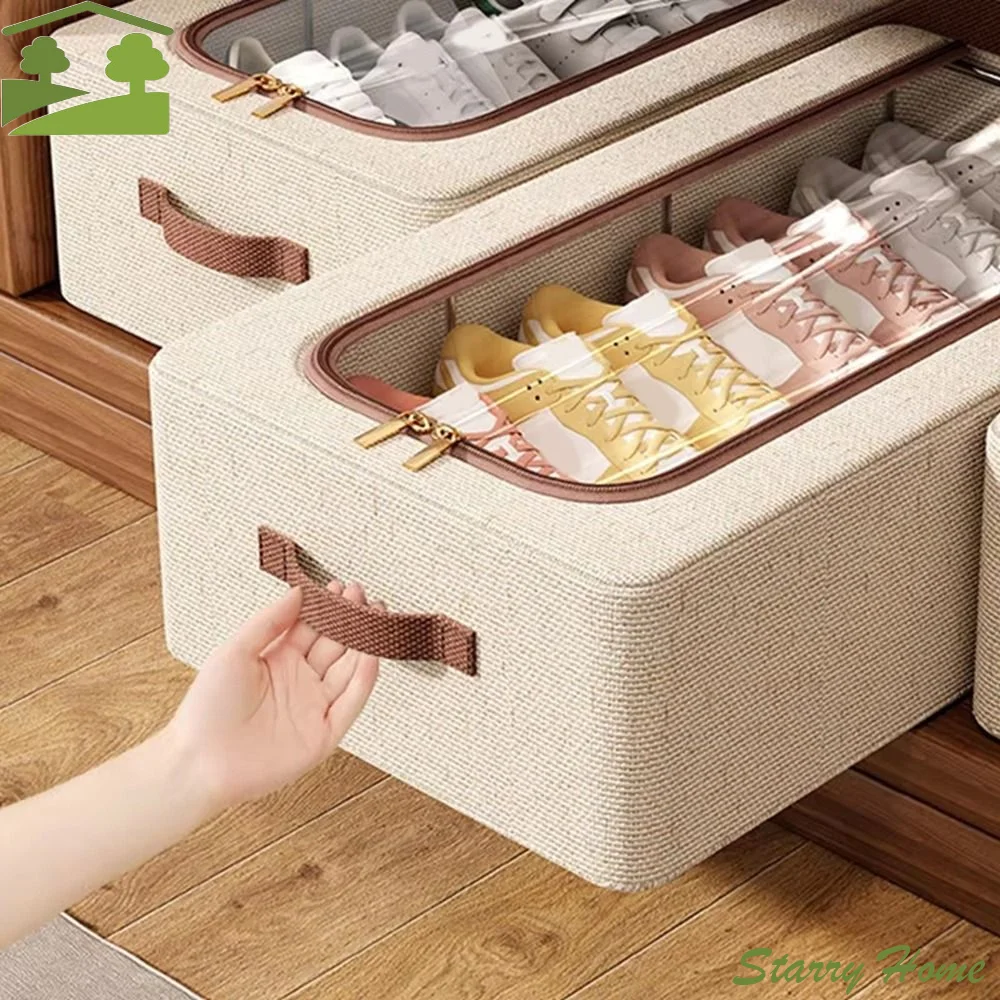 

Прозрачный органайзер для обуви под кроватью с прочными ручками, влагостойкий, складной, пылезащитный контейнер для хранения обуви в спальне