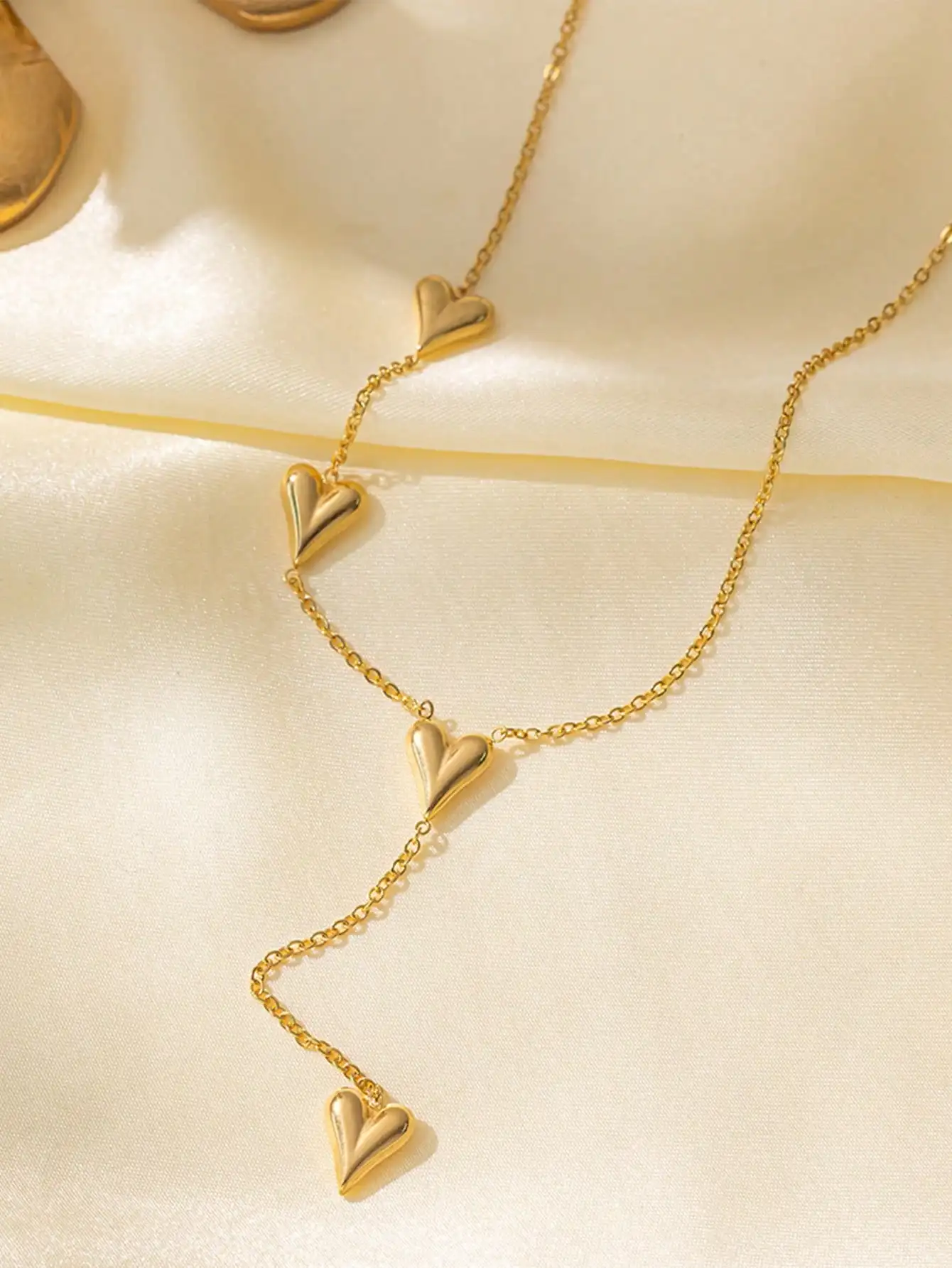 

Многослойное ожерелье с подвеской в виде сердца из нержавеющей стали золотистого цвета для женщин