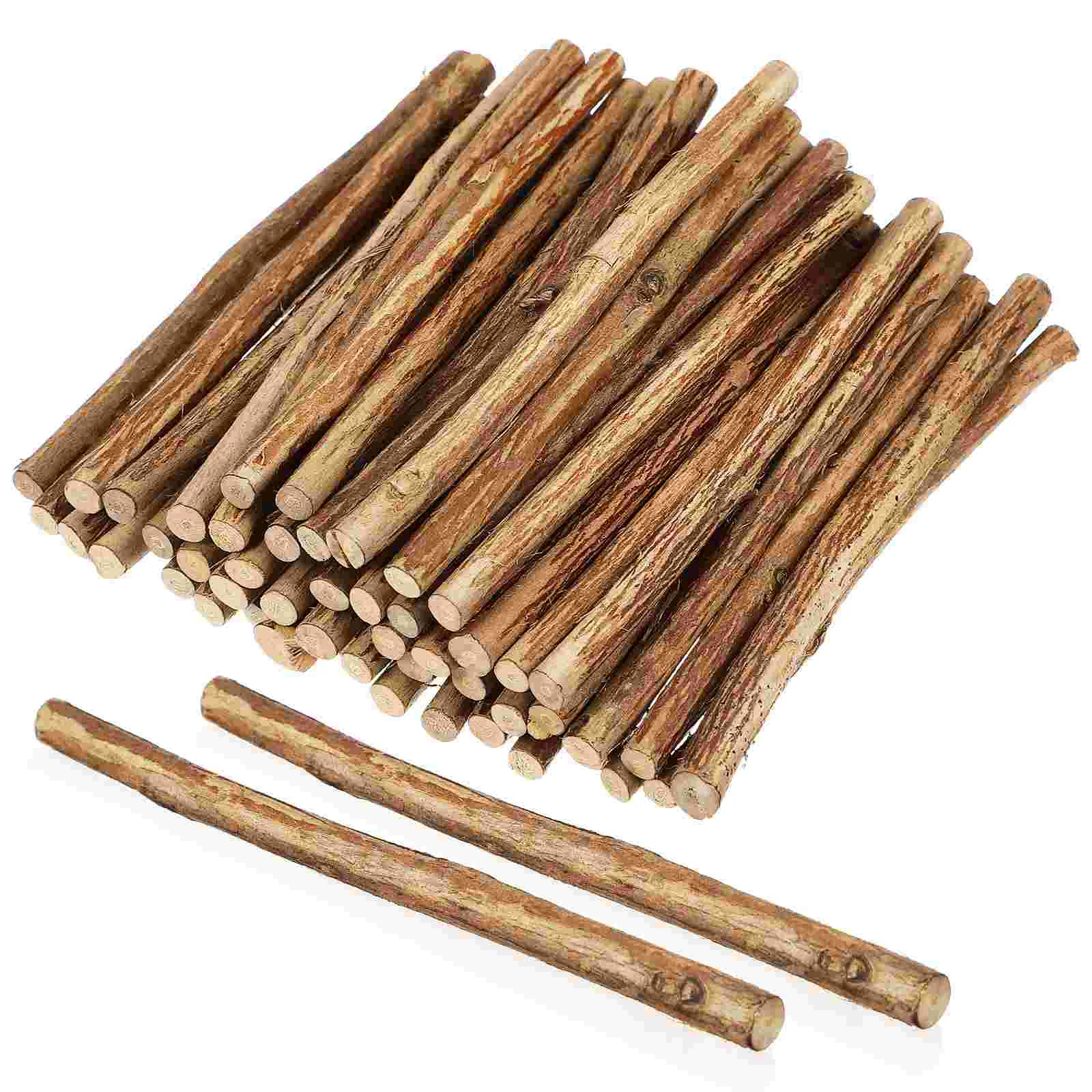 

50 Pcs DIY Wooden Stick Sticks Log Branches Decorations Long Natural for Crafts Bulk Stickers