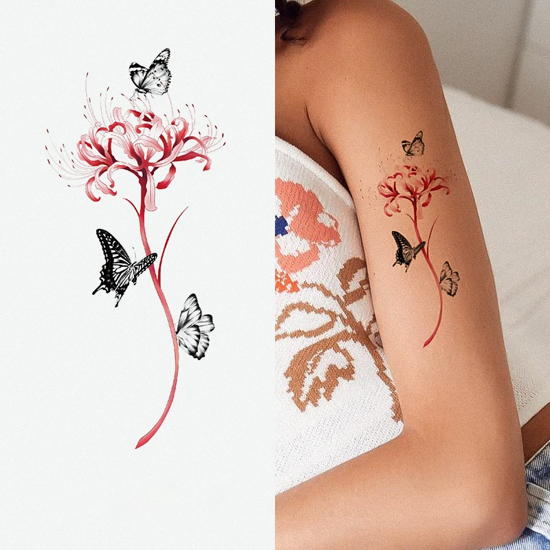 

TATTOO 1PC Y2K Colorful Faramita Flower Temporary Tattoos for Women Arm Romantic Waterproof Tattoo Stickers Art Sexy Fake Tattoo