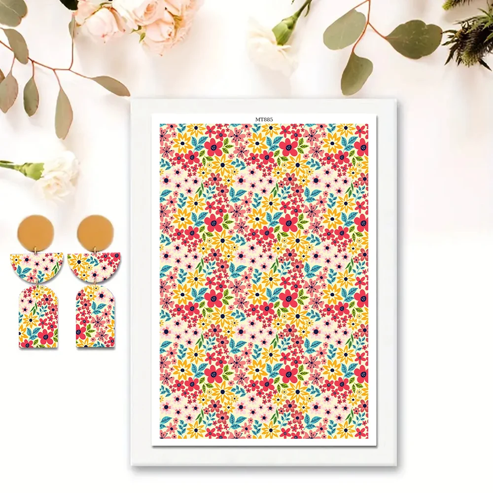 تصميم أوراق النباتات المطبوعة على شكل زهرة أقراط سيراميك ناعمة قابلة للذوبان في الماء ملصق للاستعمال مرة واحدة لصنع المجوهرات بنفسك