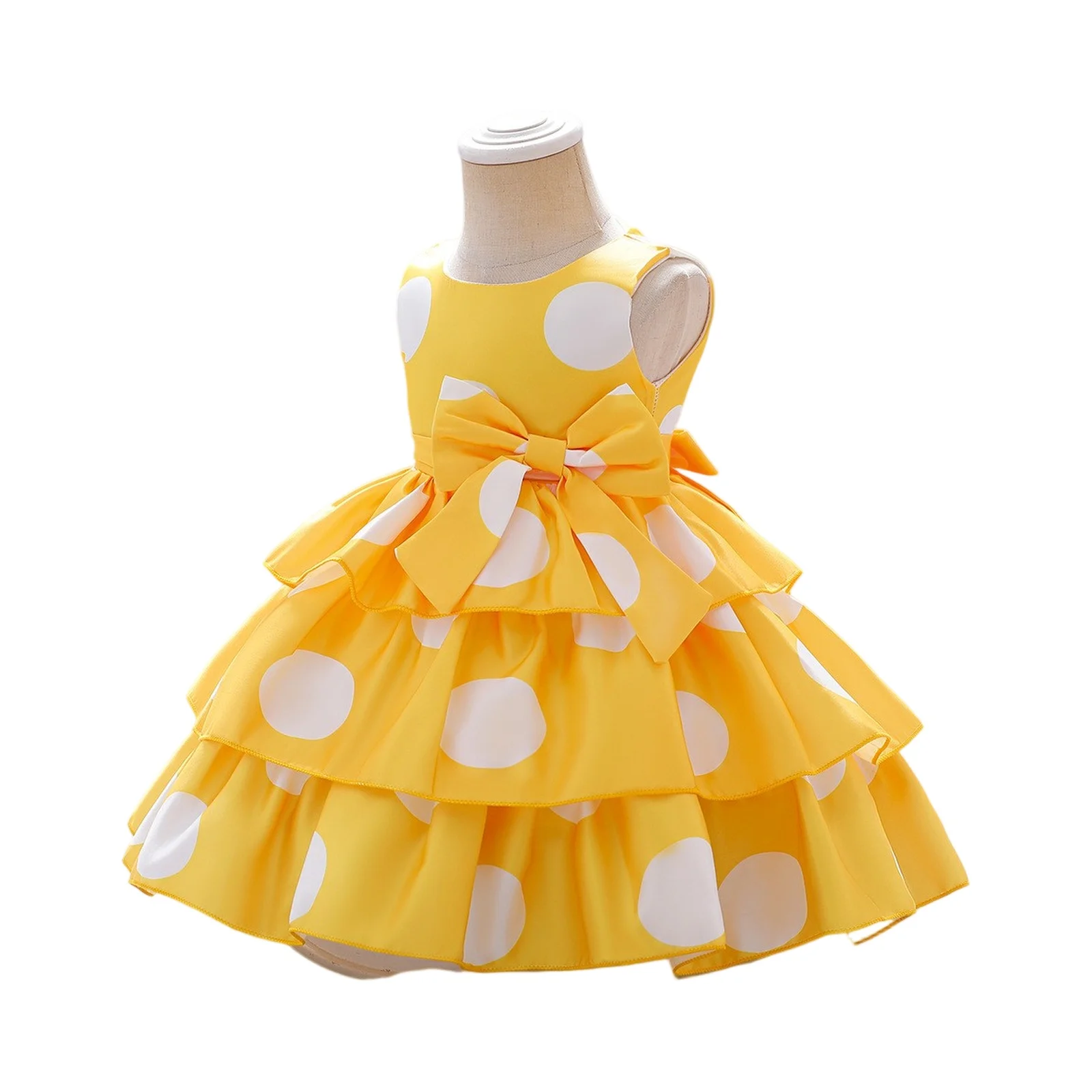 

Летнее повседневное платье для маленьких девочек, платья для дня рождения для девочек, свадебное платье принцессы с бантом в горошек, платье на крестины для новорожденных, 2 т