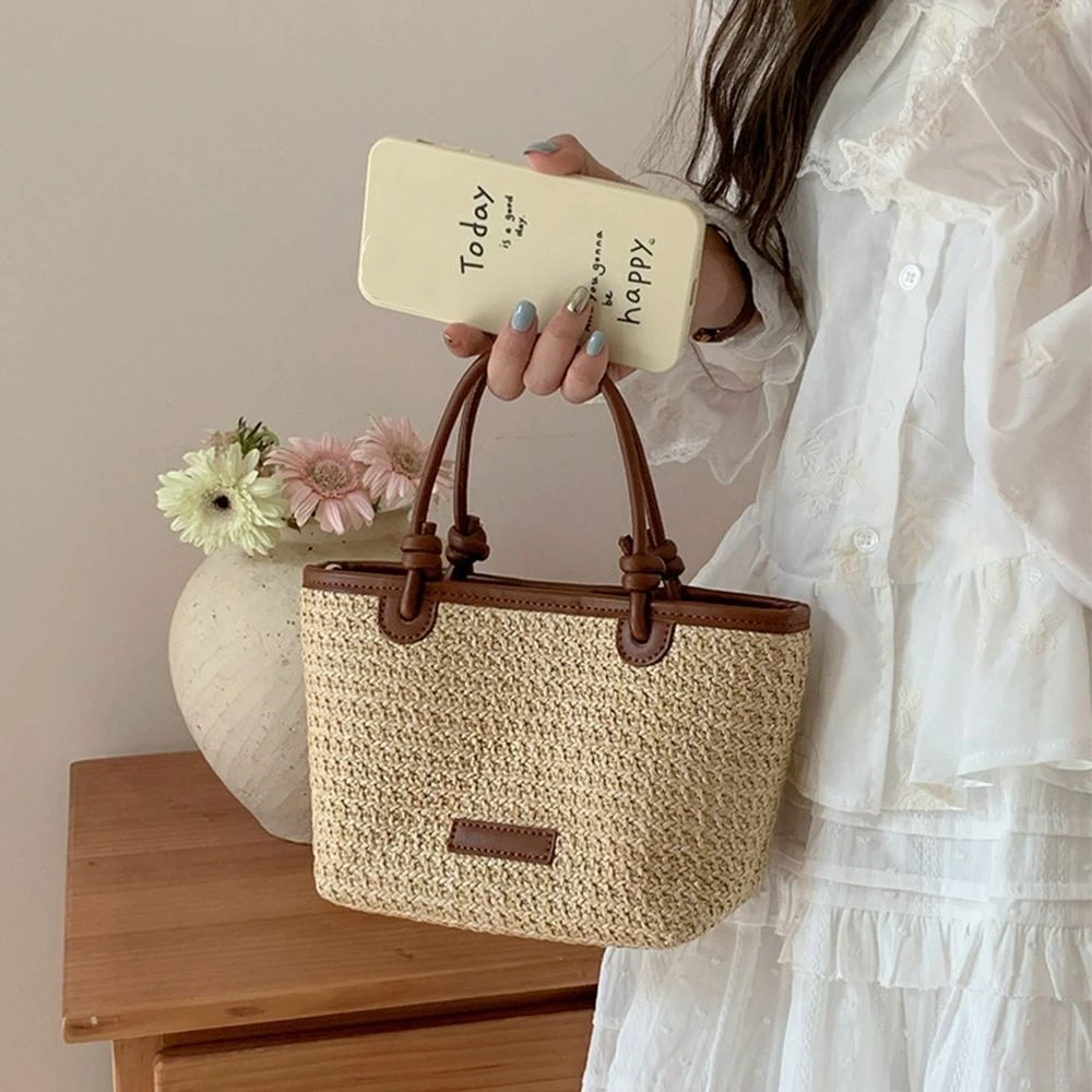 أنيقة الصيف نسج القش حقيبة الترفيه البوهيمي شاطئ القش حقيبة عطلة Crossbody المرأة دلو حقيبة يد