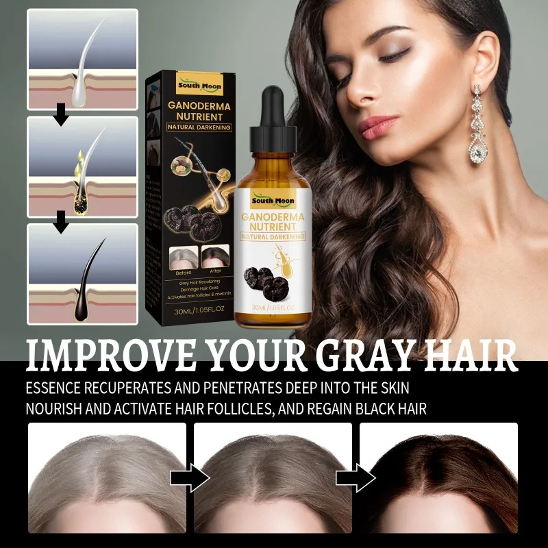 Gray Hair Care Serum Hair Growth Serum for Women Hair Nourishs Scalp Promote Melanogenesis Repair Hair Avoiding Anti-hair Loss