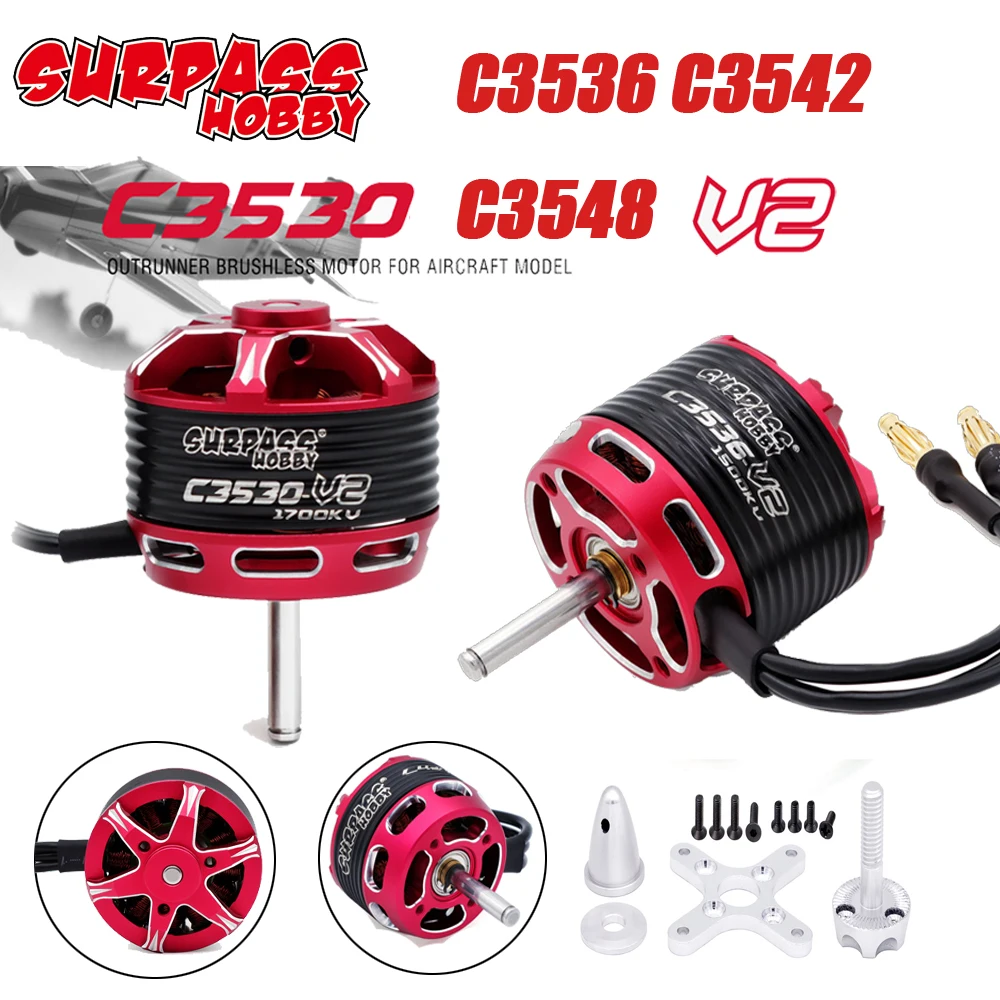 

SURPASS HOBBY C3530 C3536 C3542 C3548 V2 Бесщеточный двигатель 2-5S для радиоуправляемого самолета-мультикоптера с неподвижным крылом RC Outrunner Motor