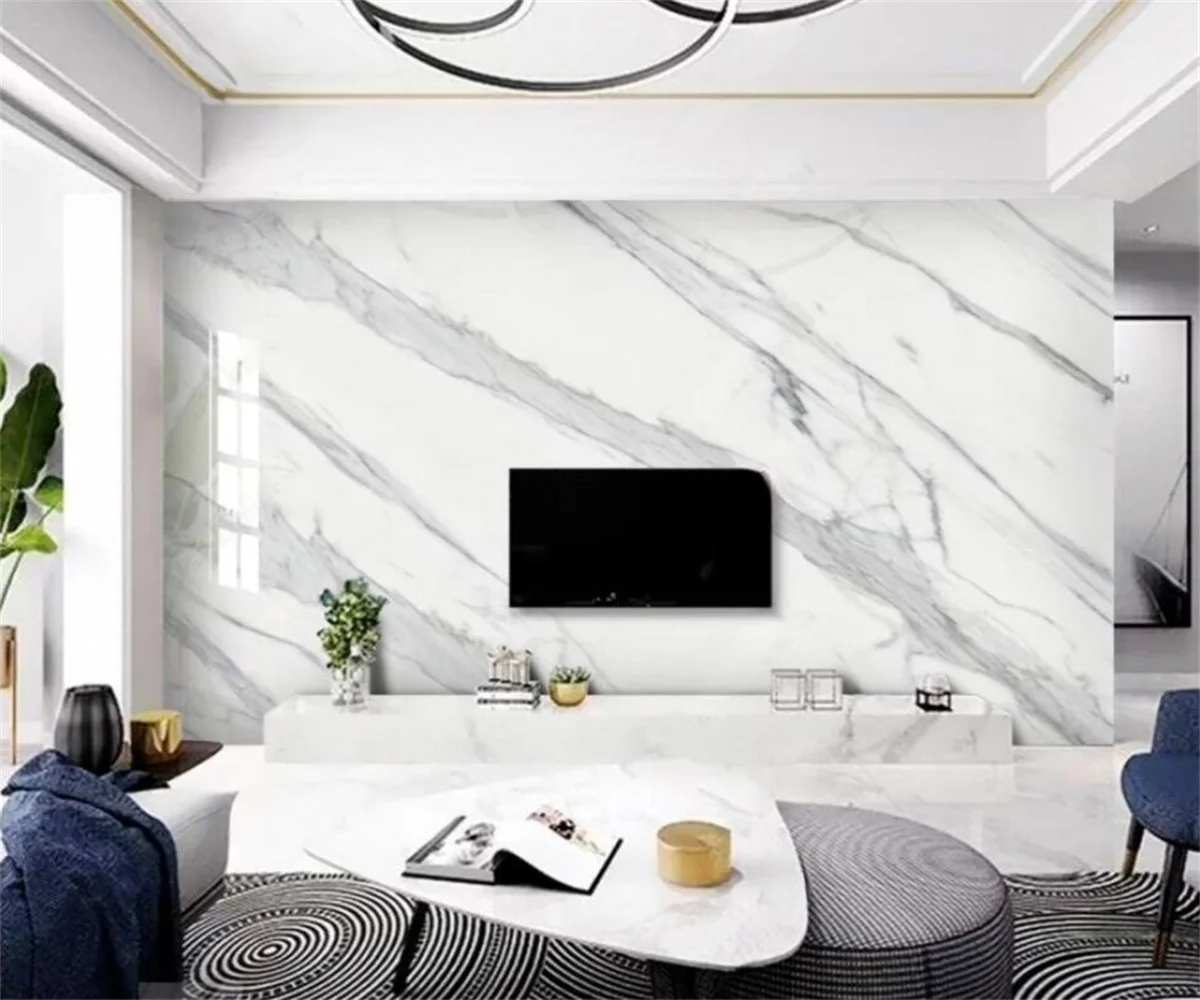 

Hand-painted modern minimalist white Marble custom 3D mural wallpaper self-adhesive wallpaper bedroom papel tapiz