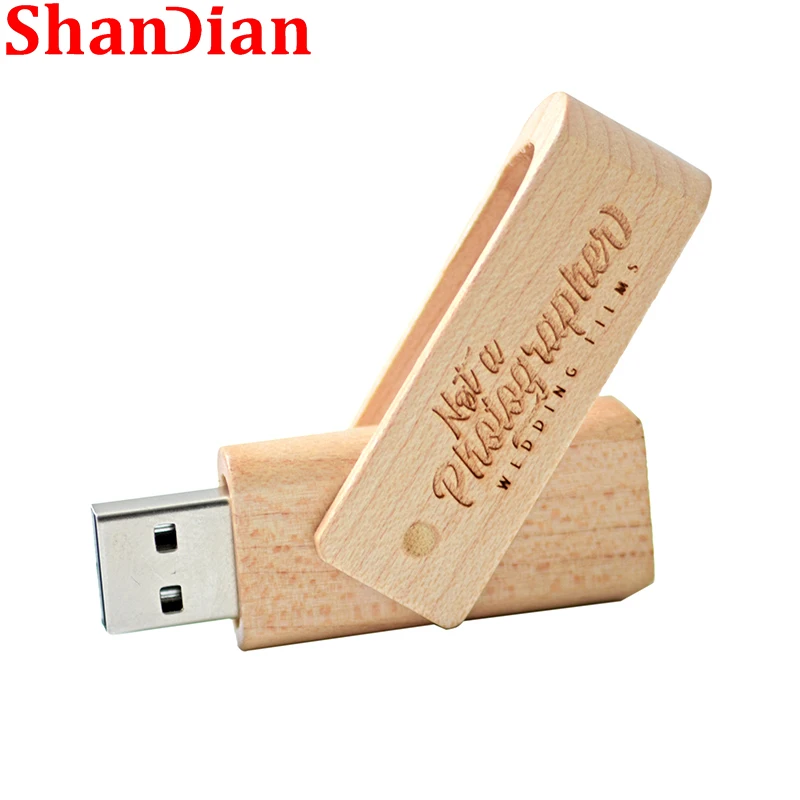 

SHANDIAN Free logo 128GB Rotatable USB Flash Drive Gift Key Ring 64GB Pen drives Bamboo Creative Gift Memory Stick 32GB U Disk