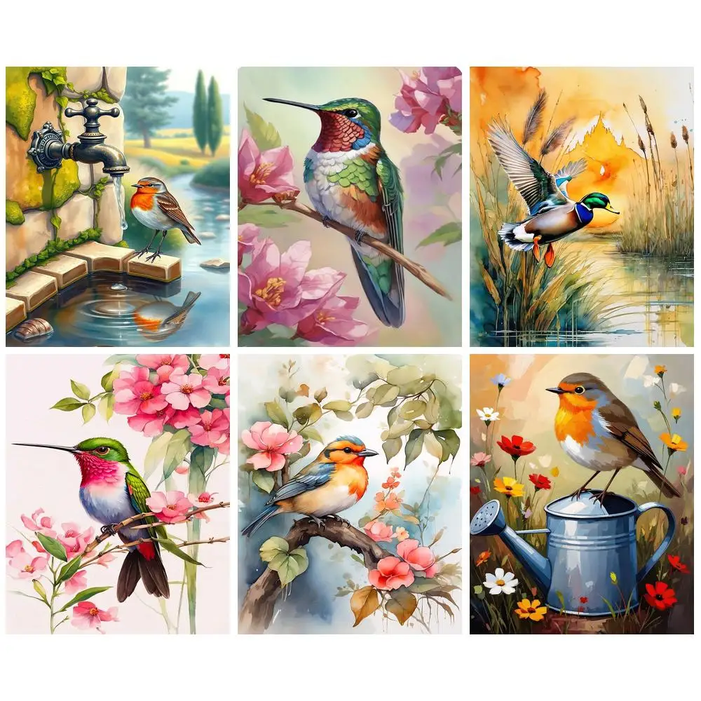 

GATYZTORY Birds Painting By Numbers Handicraft Art Crafts DIY Kits for Beginners Animal Easy Paint Wall Decor Drawing Kit