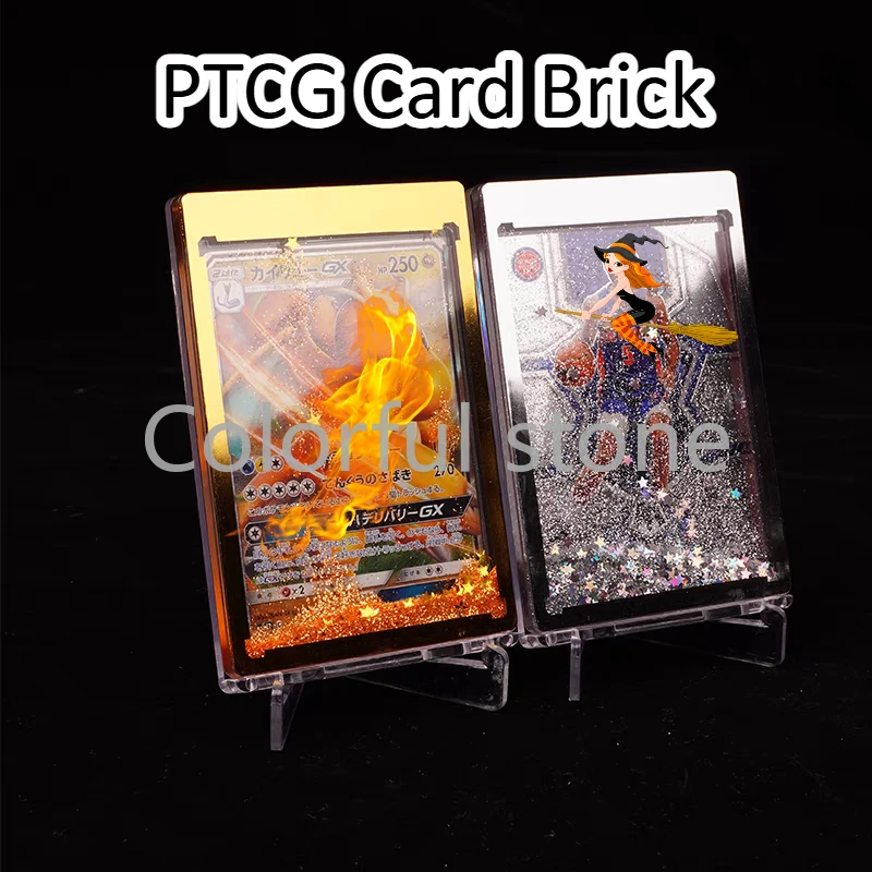 

PTCG Pokemon аниме персонаж 35PT струящийся песок золотой кирпич акриловая песочные часы коробка для хранения карт коробка для хранения магнитная крышка для карт