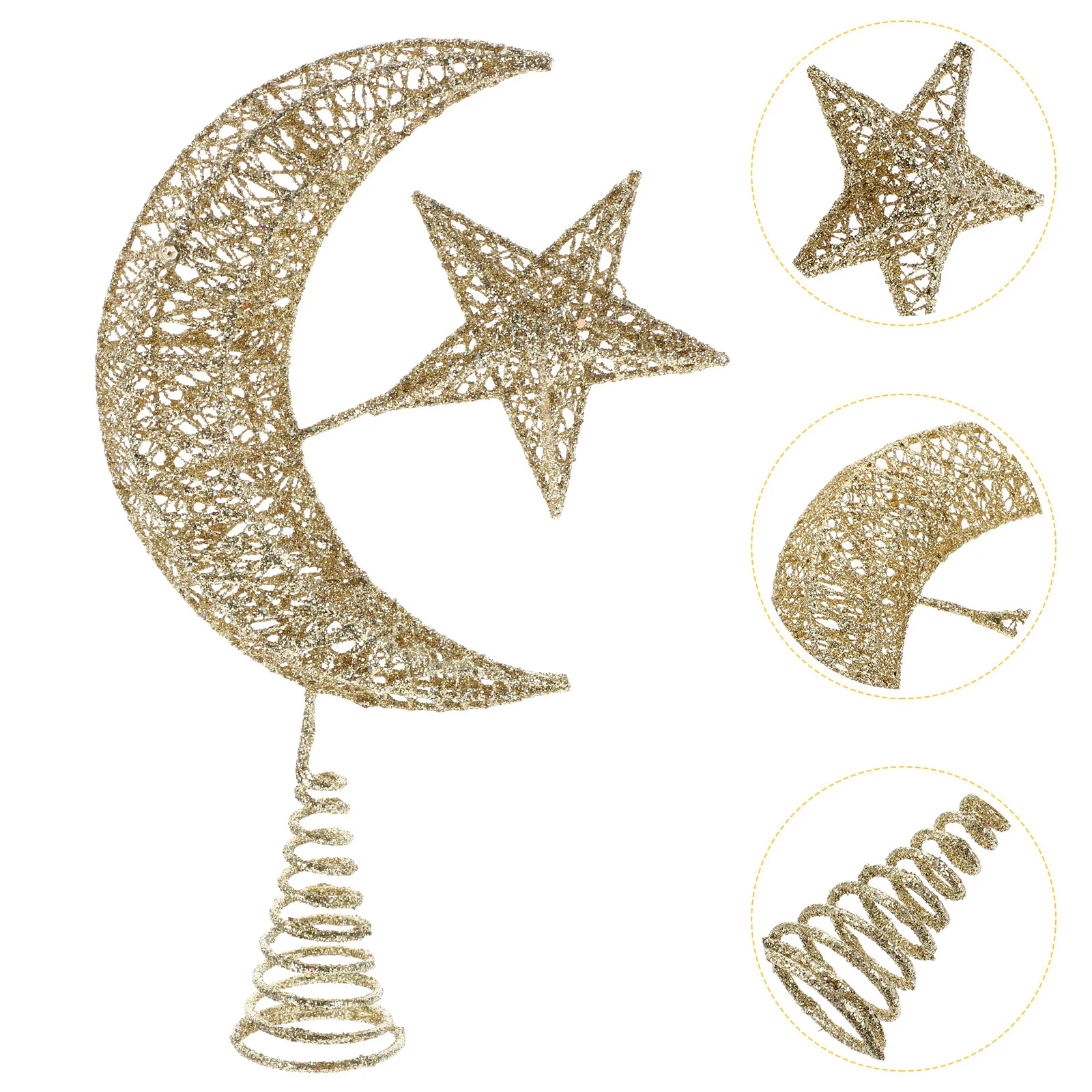 

Christmas Star Moon Tree Topper Premium Iron Craft Festive Holiday Decoration for Indoor Xmas Party Decor Tree Topper