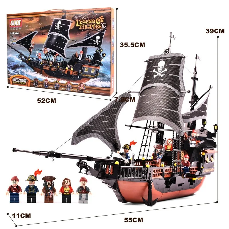 

Goody Building Blocks Pirates of the Caribbean 5 Pirate Ship Model Black Pearl 9115 Puzzle Kids Packed Boys Toys 9115