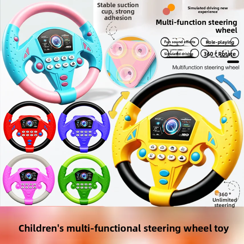 Children's Steering Wheel Toy Simulating A Co-pilot's Seat With 360-degree Rotation And Music An Educational Toy