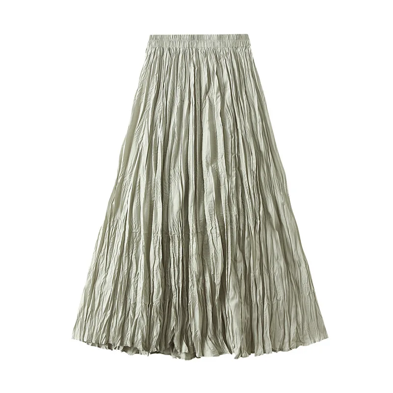 Light Luxury Irregular Slimming Pleated A-line Skirt for Women High Waist Solid Color Loose Fashion Skirts Casual Spring New