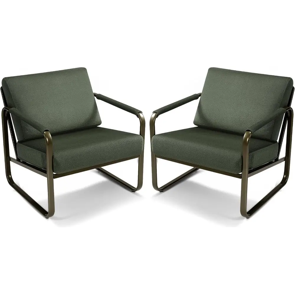

2-Piece Comfortable Fabric Accent Chair Set - Plush Padded Lounge Chairs with Cushions, Ergonomic Design for Living Room, Bedroo