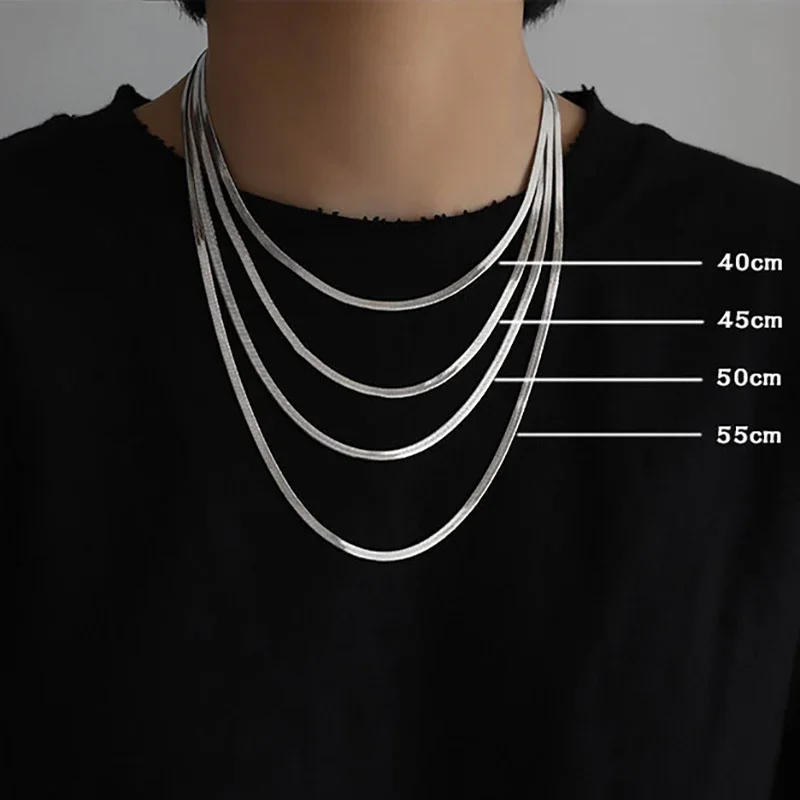 3-5MM Wide Stainless Steel Necklace For Women Snake Chain Choker Men Trendy Party Waterproof Never Fade Jewelry Accessories