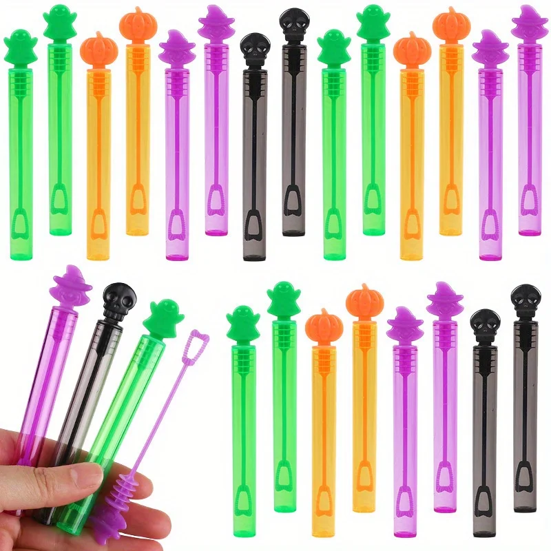 12/24 Stücke Halloween Leere Blase Seifenflaschen Rohr Schädel Geist Kürbis Blase Zauberstäbe Halloween Party Süßes oder Saures Gefälligkeiten Dekor – Detail 1