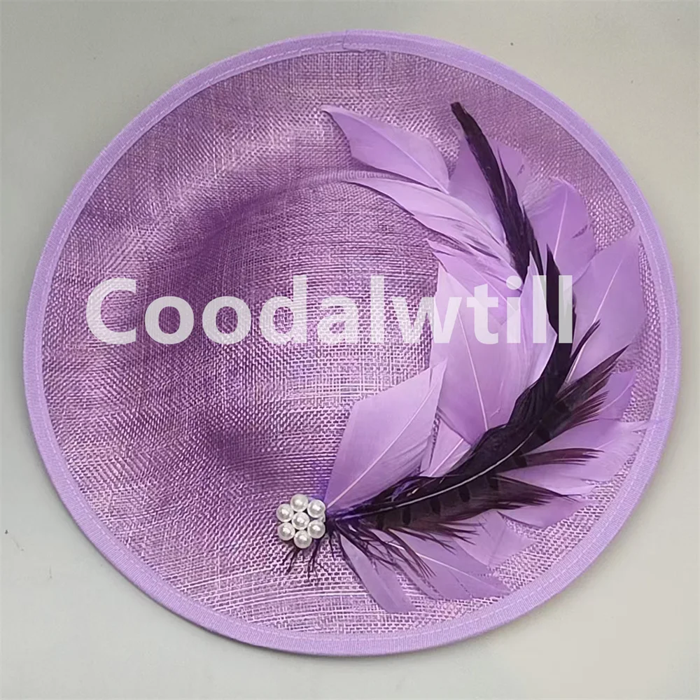 3-Layer Nice Sinamay Fascinator Hat Women Elegant Wedding Millinery Kentucky Derby Chapeau Cap Party Feather Flower Fascinators