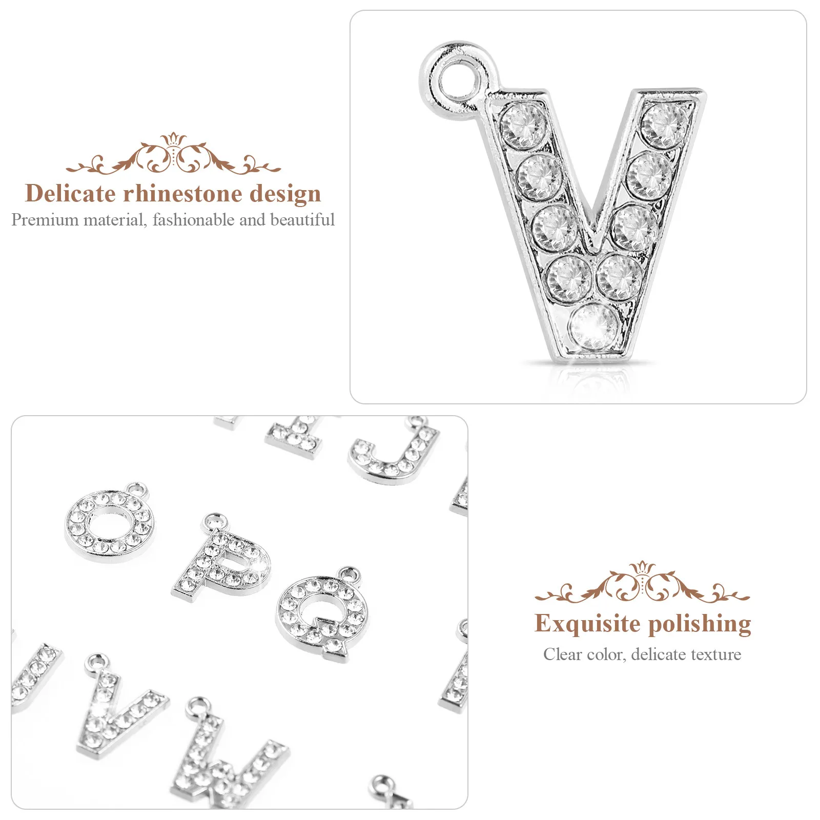 26pcs Rhinestone Letter Charms for Custom Necklace Making – Initial Pendants Jewelry Craft Supplies