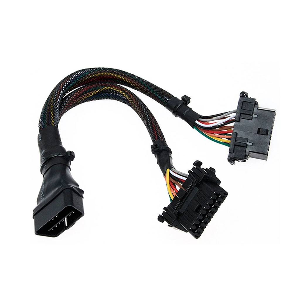 OBD2 Male to Dual Female Elbow Extension Cable with 16pins Available to Connected 1 IN 2 Converted Plug for Kia