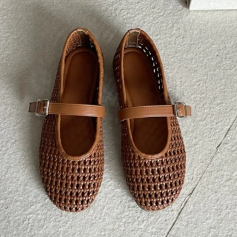 

Aneikeh Spring Autumn Fashion Hollow Out Mesh Women Ballet Flat Pumps Ladies Shoes Designer Low Heels Shallow Casual Loafers