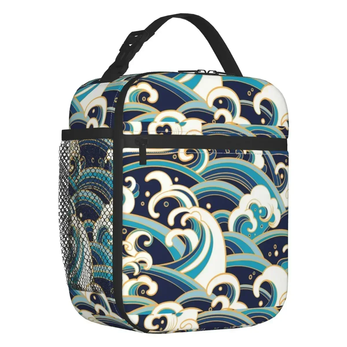 

Japanese Ukiyo-e Pattern Portable Lunch Boxes for Women The Great Wave Thermal Cooler Food Insulated Lunch Bag Office Work