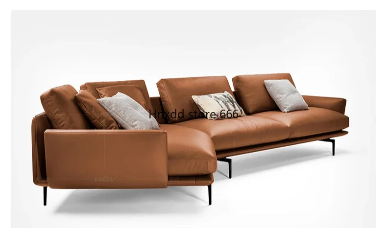 The first layer of cowhide light luxury Nordic special-shaped corner leather sofa