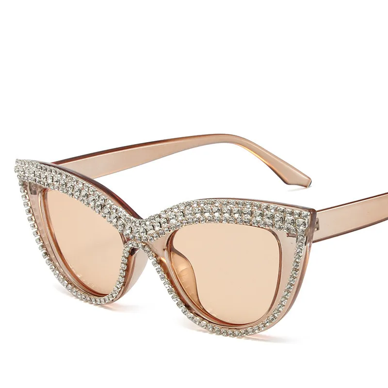 Luxury Brand Designer Diamond Cat Eye Sunglasses Women Rhinestone Vintage Mirror Gift Rays UV400 Sun Glasses Fashion Shades image 2