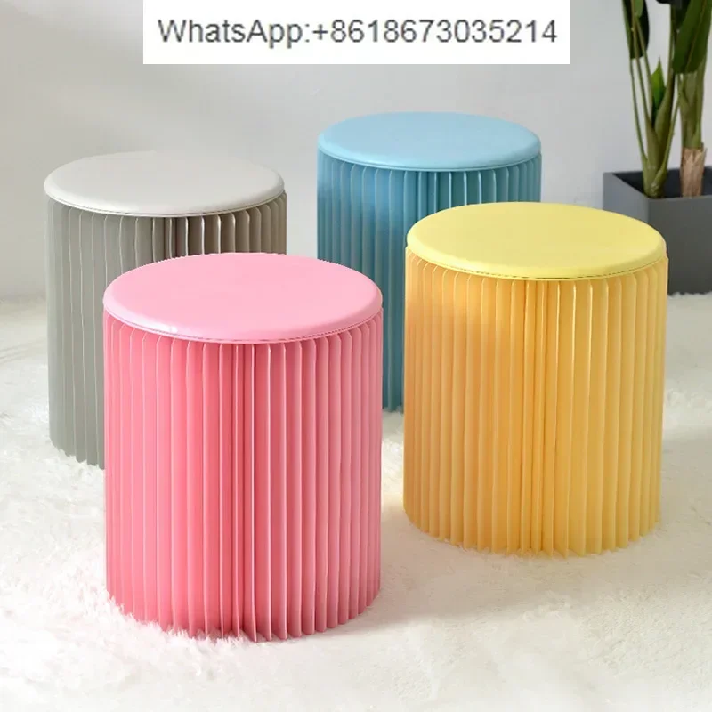 Nordic Style round Folding Paper Stool Household Small Light Luxury Internet Celebrity Inspired Living Room Dressing Stool